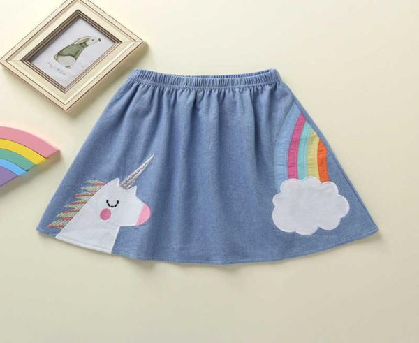 

little maven girl039s summer skirts unicorn rainbow girls children039s denim baby kids toddler pleated7628482, Black