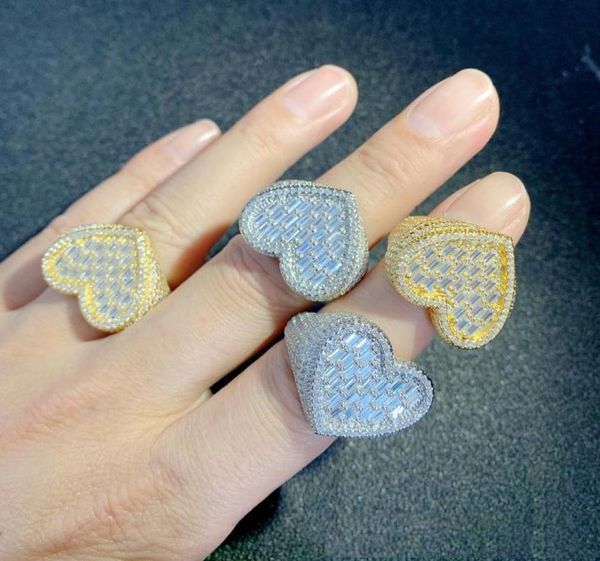 

new fashion yellow white gold plated bling cz heart ring for men women for wedding party nice gift7802813, Golden;silver