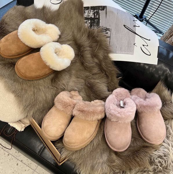 

designer fluffy slipper australia u platform g classic leisure slippers scuffs wool shoes sheepskin fur real leather classic brand casual wo, Black