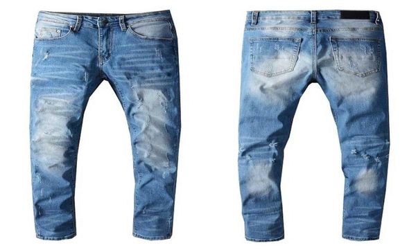

mens jeans classic hip hop pants stylist jeans distressed ripped biker jean slim fit motorcycle denim jeans kzd71836297, Blue