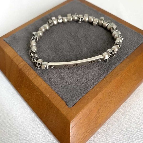 

fashion designer alexander queen skeleton head long strand bracelet female personality style male bracelet elastic adjustable bracelet, Silver