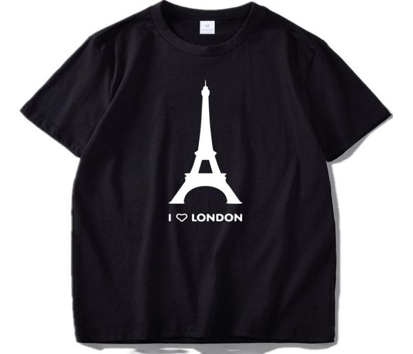 

2019 new i love london t shirt funny eiffel tower romantic design fashion tshirt homme cotton soft hipster1965645, White;black