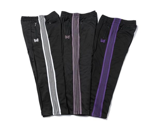

embroidery pants women men 1 stitching striped drawstring sweatpants1471093, Black