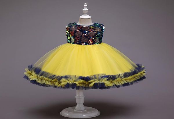 

2022 sequins pink green blue red a line flower girls039 dresses party kids prom dress princess pageant evening gowns2347779, White;blue