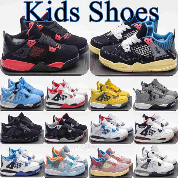 

2023 toddlers jumpman 4s 4 kids shoes children boys girls basketball sports sneaker shoe grey black sneakers military blue baby kid youth tr