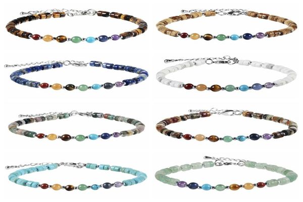 

fashion adjustable handmade silver chain bracelet bohemia multicolor crystal 7 chakra bead bracelet for women6833293, Black