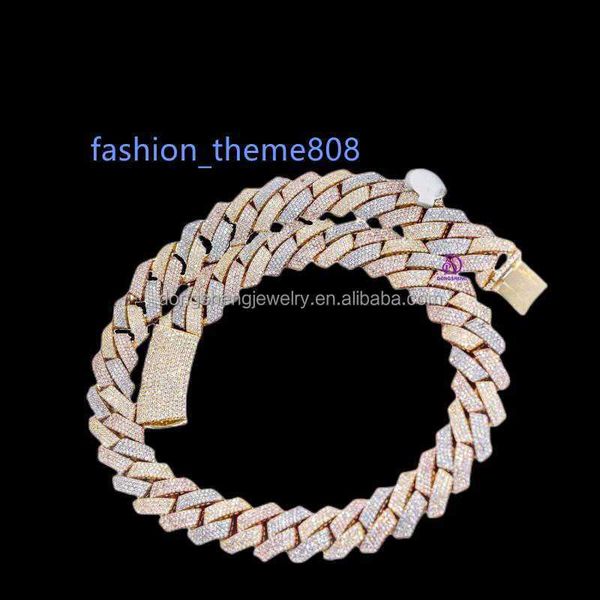 

new design chain ice out cuban necklace 18mm 20mm vvs moissanite 925 sterling silver miami cuban link chain