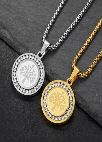

pendant necklaces tree disc round necklace hip hop classical fashion jewelry gold silver long chain for women men3047656