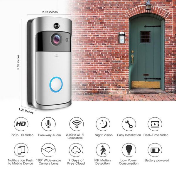 

v5 smart wifi video doorbell camera visual intercom with night vision ip door bell wireless home security camera aiwit app2509071