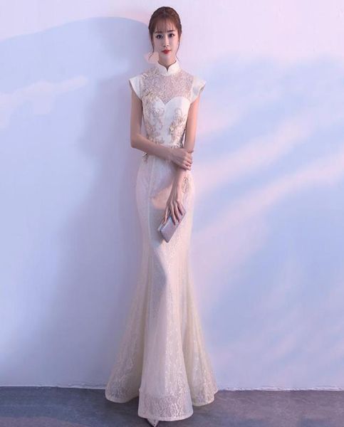 

white embroidery mermaid chinese sequins oriental party female cheongsam stage show qipao elegant celebrity banquet dresses6856357, Red
