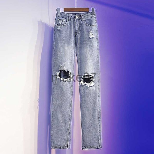 

women's jeans plus size 3xl 4xl 5xl hollow out jean for women fashion street straight denim pants female vintage clothing 2023 new j230, Blue