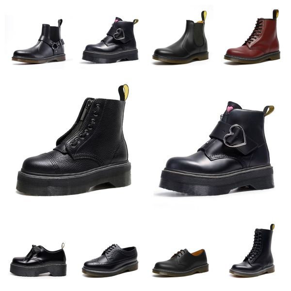 

2023 dr martins designer boots doc martens men womens winter snow booties classic color leather oxford bottom ankle shoes winter boots outdo, Black
