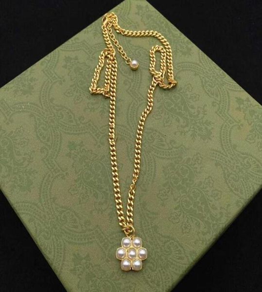 

designer flowers pearl pendant necklaces luxury letter pattern girls party wedding chunky necklace gift hip hop jewel7969686, Silver