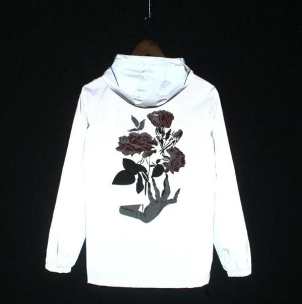 

2019 new ghost hand rose flower men women jacket autumn reflective 3m jacket hip hop waterproof windbreaker men coat34535438704535, Black;brown