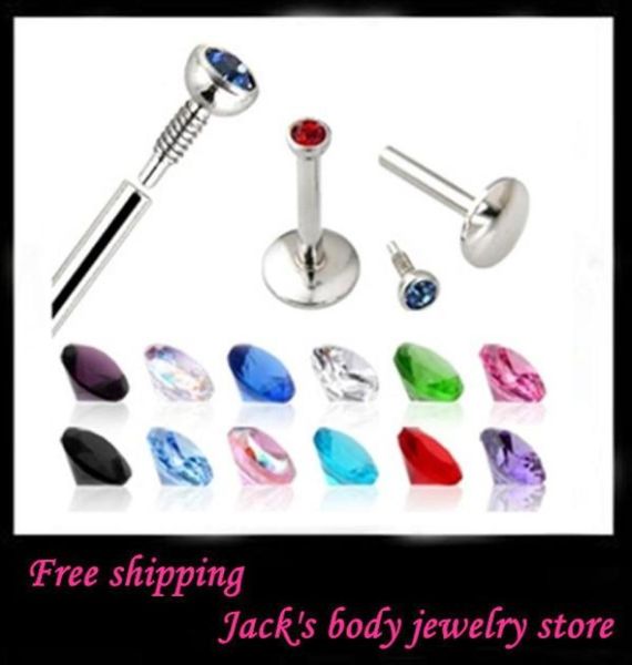 

fake lip stud l03 mix 10 colors 100pcslot labret stud internally threaded lip ring 316l stainless steel body jewelry6632662, Black