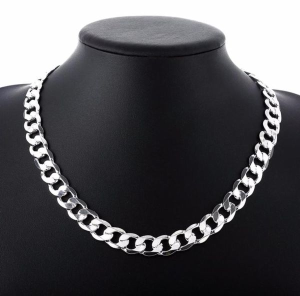 

12 mm curb chain necklace for men silver 925 necklaces chain choker man fashion male jewelry wide collar torque colar9727992