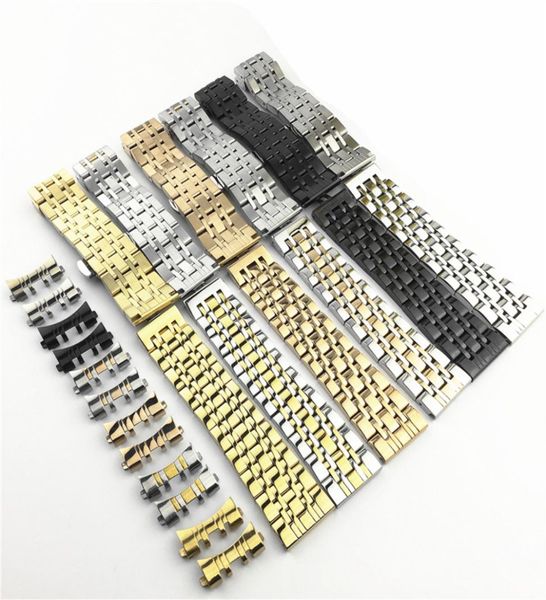 

whole stainless steel 7 beads watch strap watch band 16mm 18mm 19mm 20mm 21mm 22mm 23mm 24mm watchband fit samsung galaxy watc7641146, Black;brown