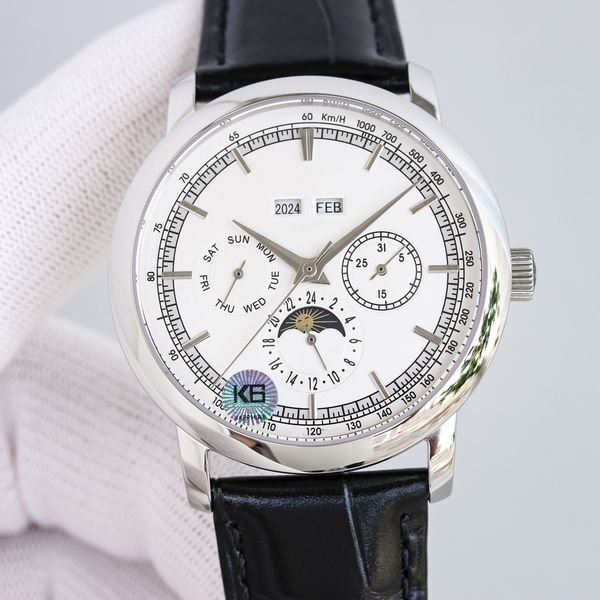 

multi-functional watch, highest quality watch, luxury men's watch, with automatic movement, restore all functions, italian cowhide, sui, Slivery;brown