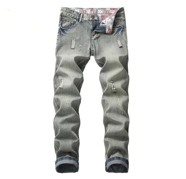 

men039s jeans men denim skinny tattered stretch slim fit hop pants plus size long brand large1030737, Blue