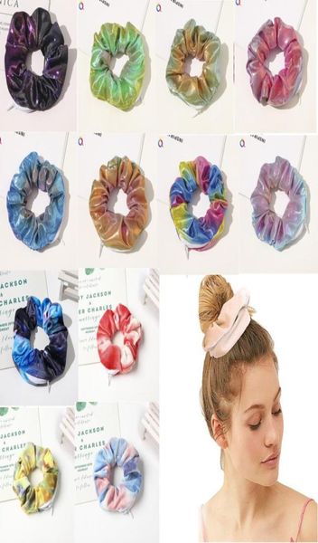 

women girls scrunchies hair band rope shiny velvet elastic hair ring flannel zipper ponytail holder circle fashion scrunchie headb9396548, Slivery;white