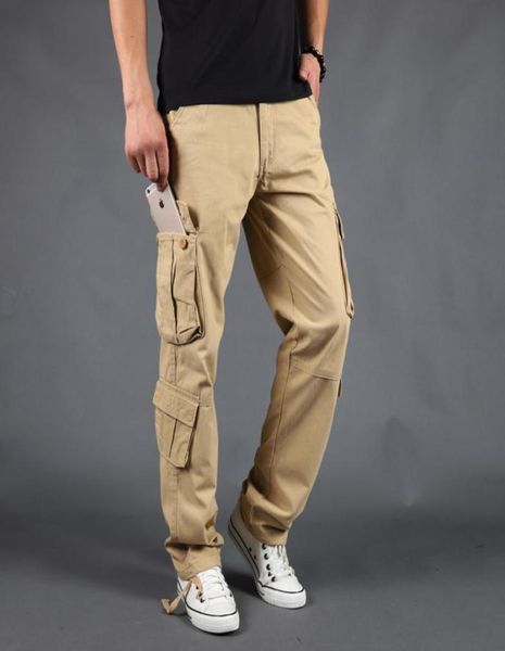 

overalls new men cargo pants mens loose army tactical pants male outwear straight multipocket trousers pantalon homme3992944, Black