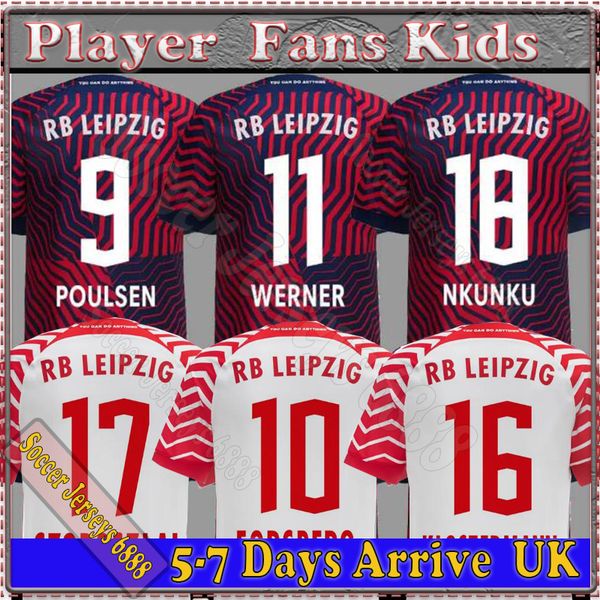 

23 24 rb leipzig nkunku silva soccer jerseys home away 2023 2024 haidara olmo szoboszlai poulsen klostermann forsberg laimer adams fans play, Black;yellow