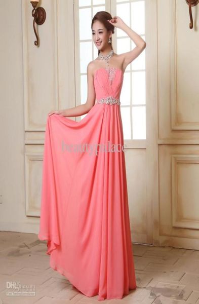 

most a line strapless floor length watermelon chiffon beach prom dresses coral pink evening dresses beads crystal long pr7856537, Black