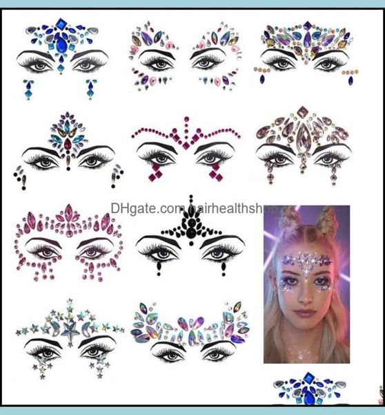 

nail art decorations salon health beauty rhinestone festival face jewels sticker fake tattoo stickers body glitter tattoos gems fl8793103, Silver;gold