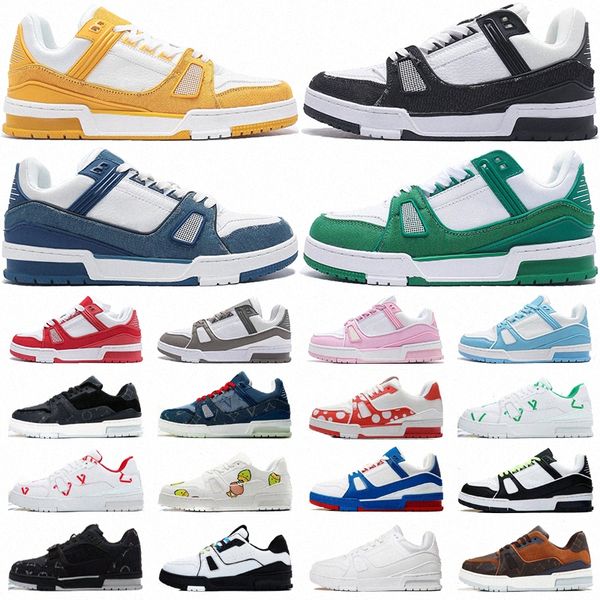 

r trainer sneaker virgil casual shoes calfskin leather abloh black white green red blue leather overlays platform outdoor walking low sneake