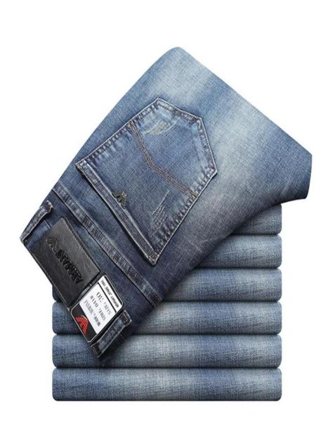 

men039s autumn jeans winter cotton slim elastic italy eagle brand fashion business trousers male classic denim pants4738827, Blue
