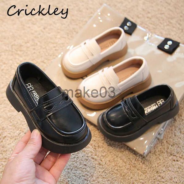 

sneakers solid classic girls loafers spring autumn pu leather slip on kids flats shoes school party soft non slip children single shoes j230, Black;red