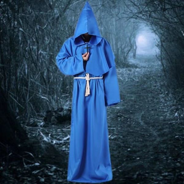 

20ss halloween dead cosplay costume,two piece set of waist straps costumes medieval monk suit, monk robe, wizard suit, priest suit, classic, Silver