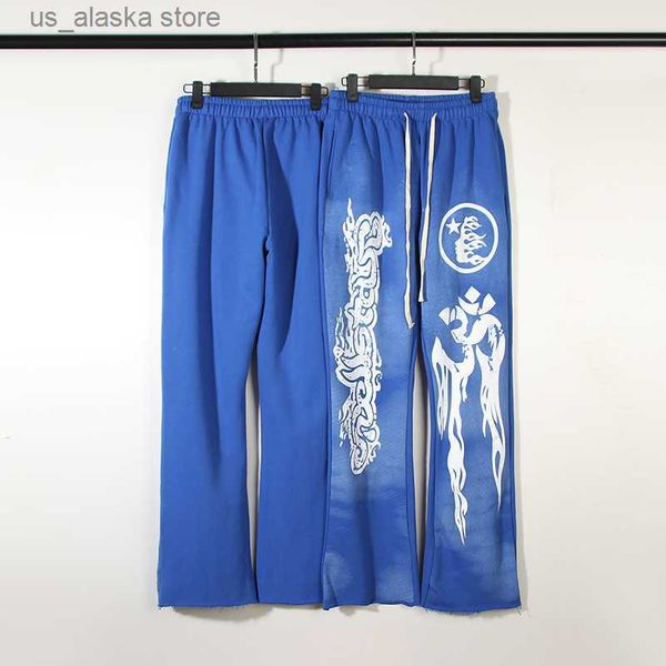 

men's pants blue hellstar sweatpant sports trousers men women terry loose outdoor bell-bottoms hip hop t230818, Black