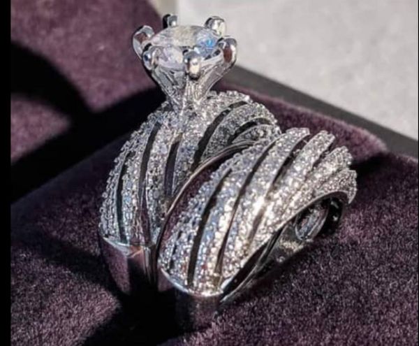 

choucong brand wedding couple rings luxury jewelry 925 sterling silver round cut white z cz diamond gemstones party eternity p4602817, Slivery;golden