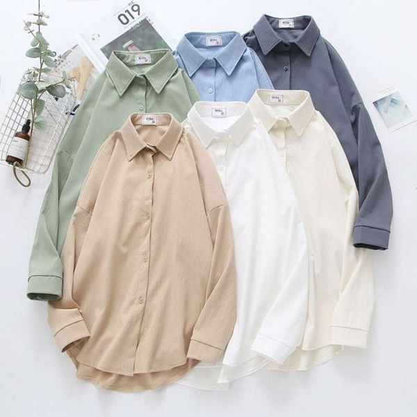 

womens shirts simple long sleeved plain high end tiktok pure color wholesale, White