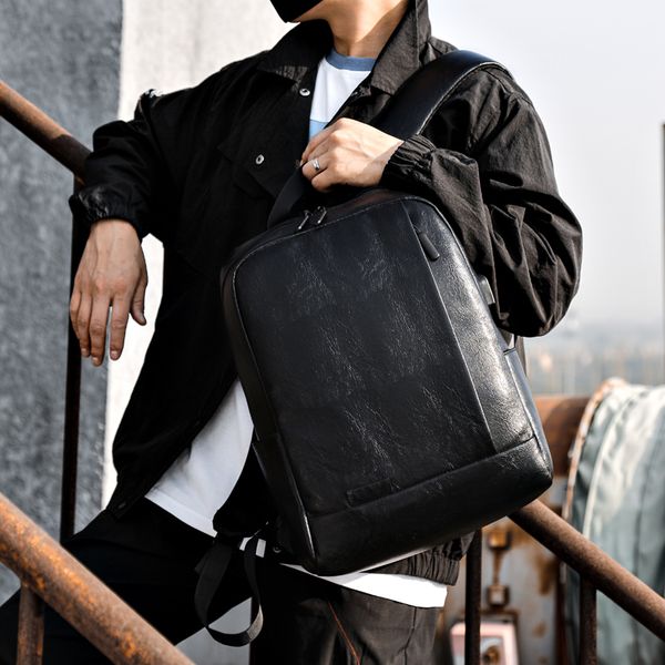 

school bags shoulder bag mens fashion sports youth schoolbag casual simple pu leather computer backpack 230817