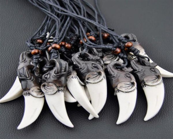 

whole 12pcs imitation yak bone tibet lucky elephant tooth charms pendant wood beads adjustable necklace gift mn18328719273700, Silver