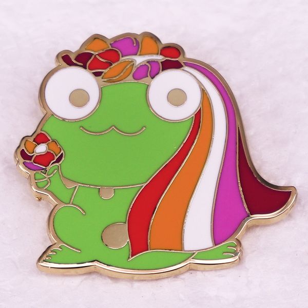 

frog friend brooch cute anime movies games hard enamel pins collect cartoon brooch backpack hat bag collar lapel badges, Blue