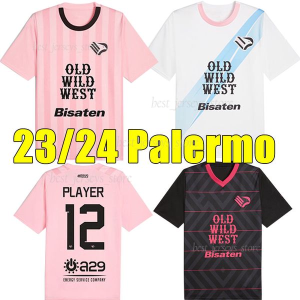 

23/24 palermo soccer jerseys 2023 2024 dybala cavani men home pink away black third white men football shirt uniforms, Black;yellow