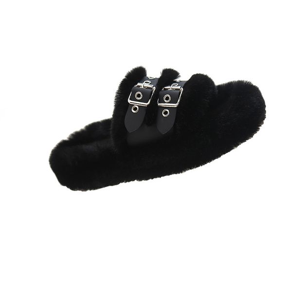 

women winter home autumn new product warm winter cotton slippers belt buckle black white wood floor warm breathable wear-resistant outdoor s