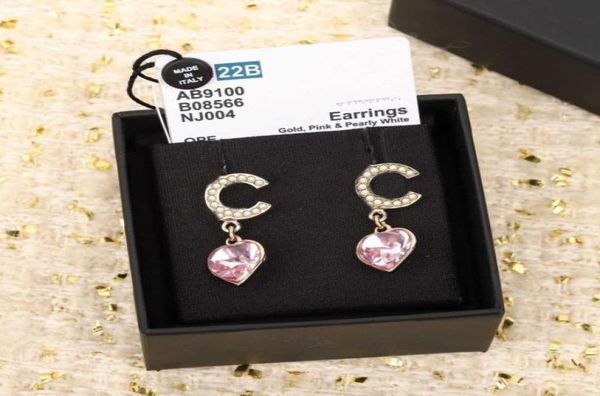 

luxury quality charm drop earring heart shape with nature shell beads and pink crystal in 18k gold plated have box stamp ps7220a951789461, Golden