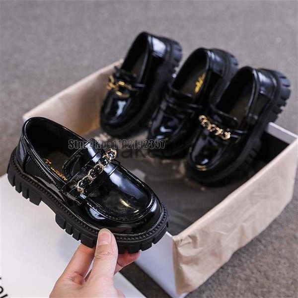 

sneakers princess spring black loafers baby boys school metal kids fashion casual pu glossy children cute shoes j230818, Black;red