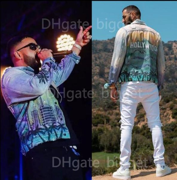 

man denim jacket printed distressed ripped loose oversize fit wear8151338, Black;brown