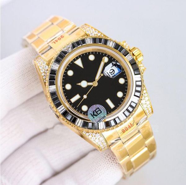 

full gold watches designer wristwatch man watch 41mm mens watchs rainbow bezel black dial 2836 movement stainless steel waterproof 300ft/100, Slivery;brown
