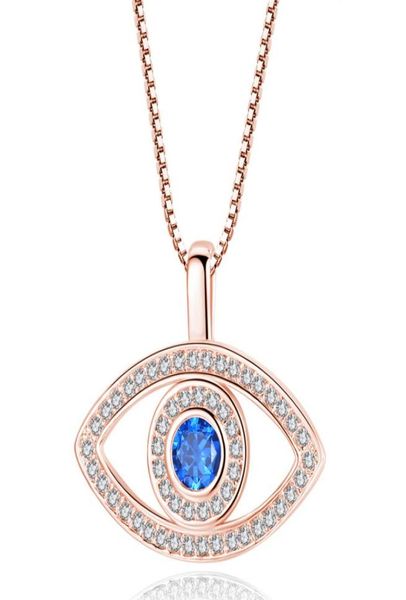 

blue evil eye pendant necklace luxury crystal cz clavicle necklace silver rose gold jewelry third eye zircon necklace fashion birt2431194