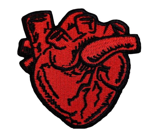 

heart structure embroidered patch for clothing iron on sew on tshirt hat bag diy decoration 6962237, Black
