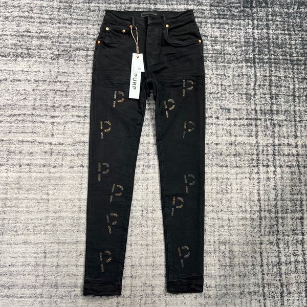 

mens jeans designer men's jean pantalones simple letter printing men purple jeans ripped denim tears washed old jeans, Blue