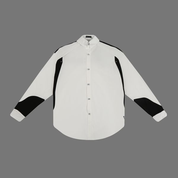 

luxury designer shirts sweatshirt 23 autumn/winter multi-craft long sleeve shirt 180g australian airy plain weave high density stiff fabric, White;black