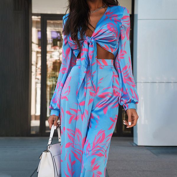 

womens two piece pants women elegant pockets slim 2pc sets print outfits office fashion long sleeve tie belt t shirtshigh waist suit 230818, White