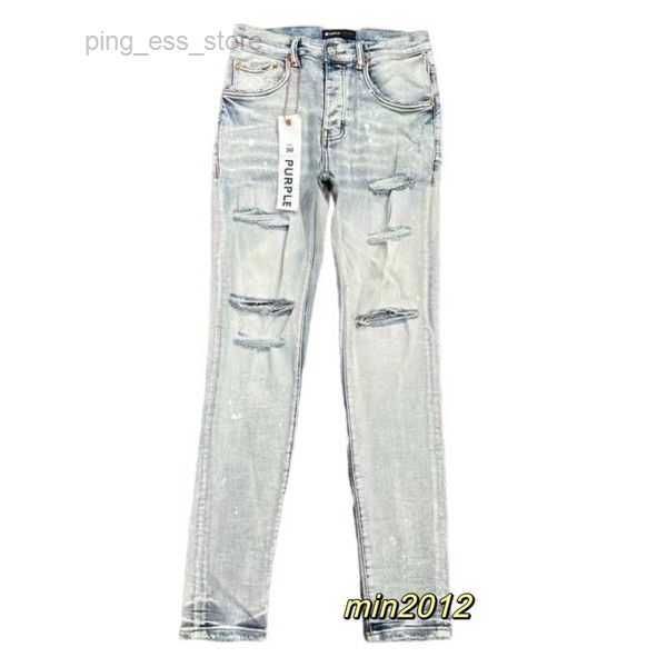 

purple designer jeans mens pants pantalones ripped straight regular denim tears washed old long 29, Blue